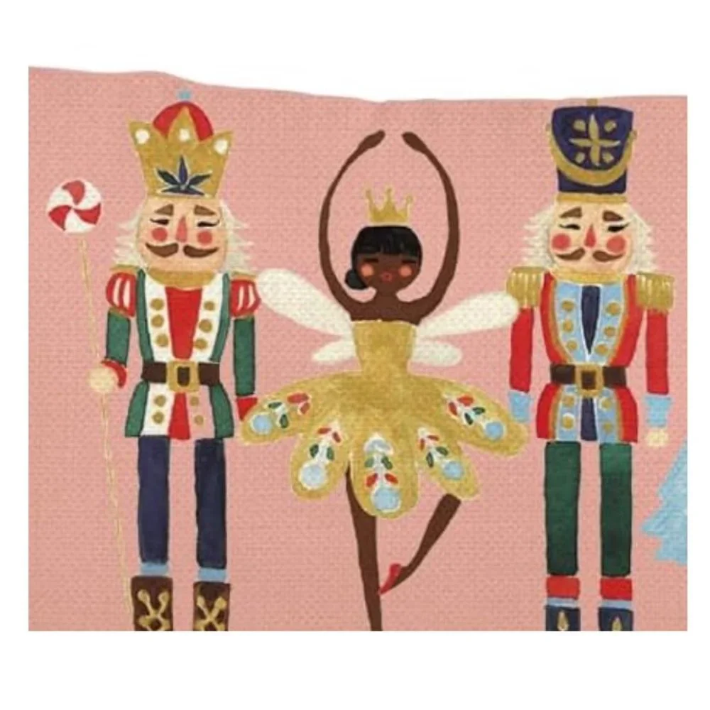 Nutcracker Christmas Pillow Cover Pink Decorative Case Accent Xmas Holiday Decor